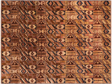 Bohemian Gabbeh Joella Brown/Beige Wool Rug - 6'0'' x 8'8''